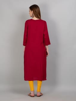 Solid 3/4 Sleeve Kurta Back
