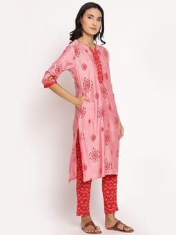 Printed Kurta Trouser Dupatta Three