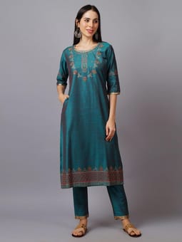 Ornamental Kurta With Trouser Front