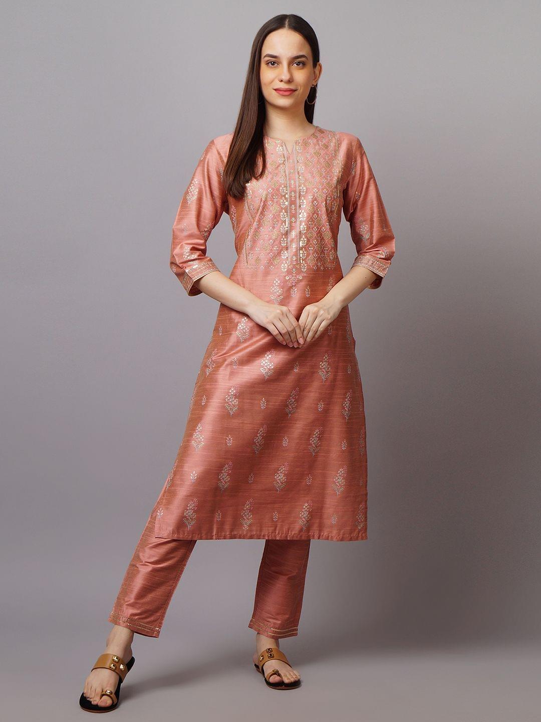 Ornamental Kurta With Trouser Front