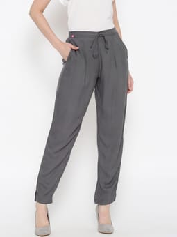Liva Rayon Solid Trouser Front
