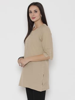 Round Neck Solid Tunic Side