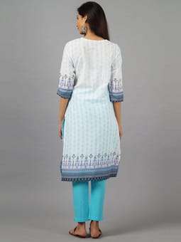 Ornamental Printed Kurta With Pant Back