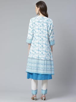 Ikat Print Kurta Jacket Trouser Back