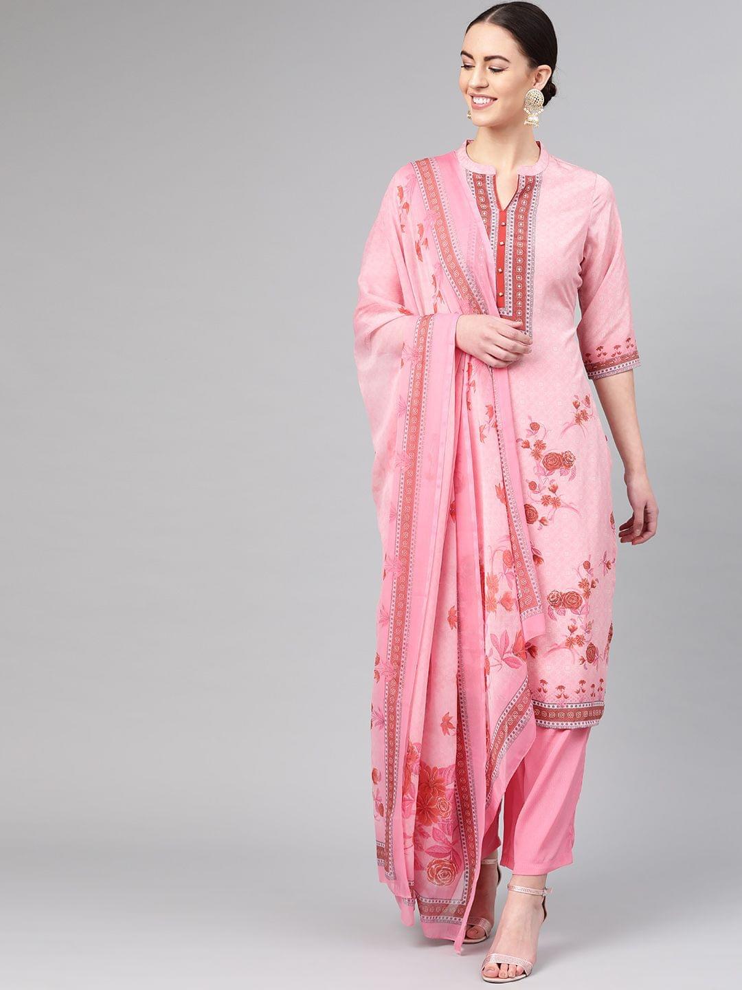 Floral Kurta Palazzo Dupatta Front