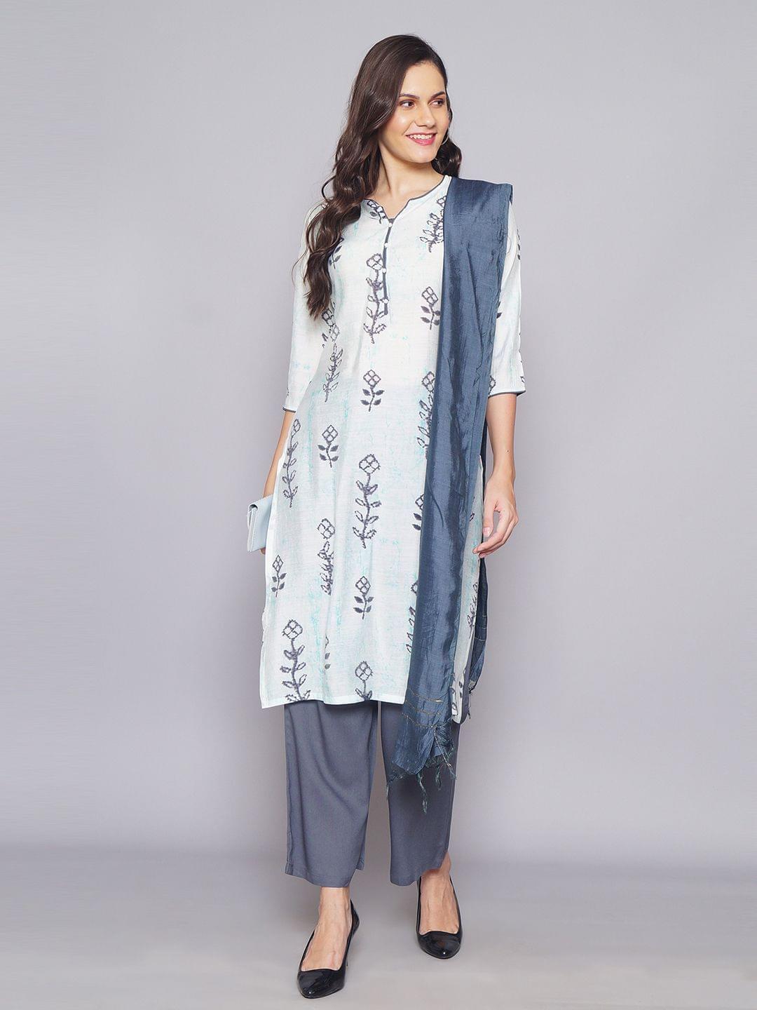 Floral Kurta Pant Dupatta Front