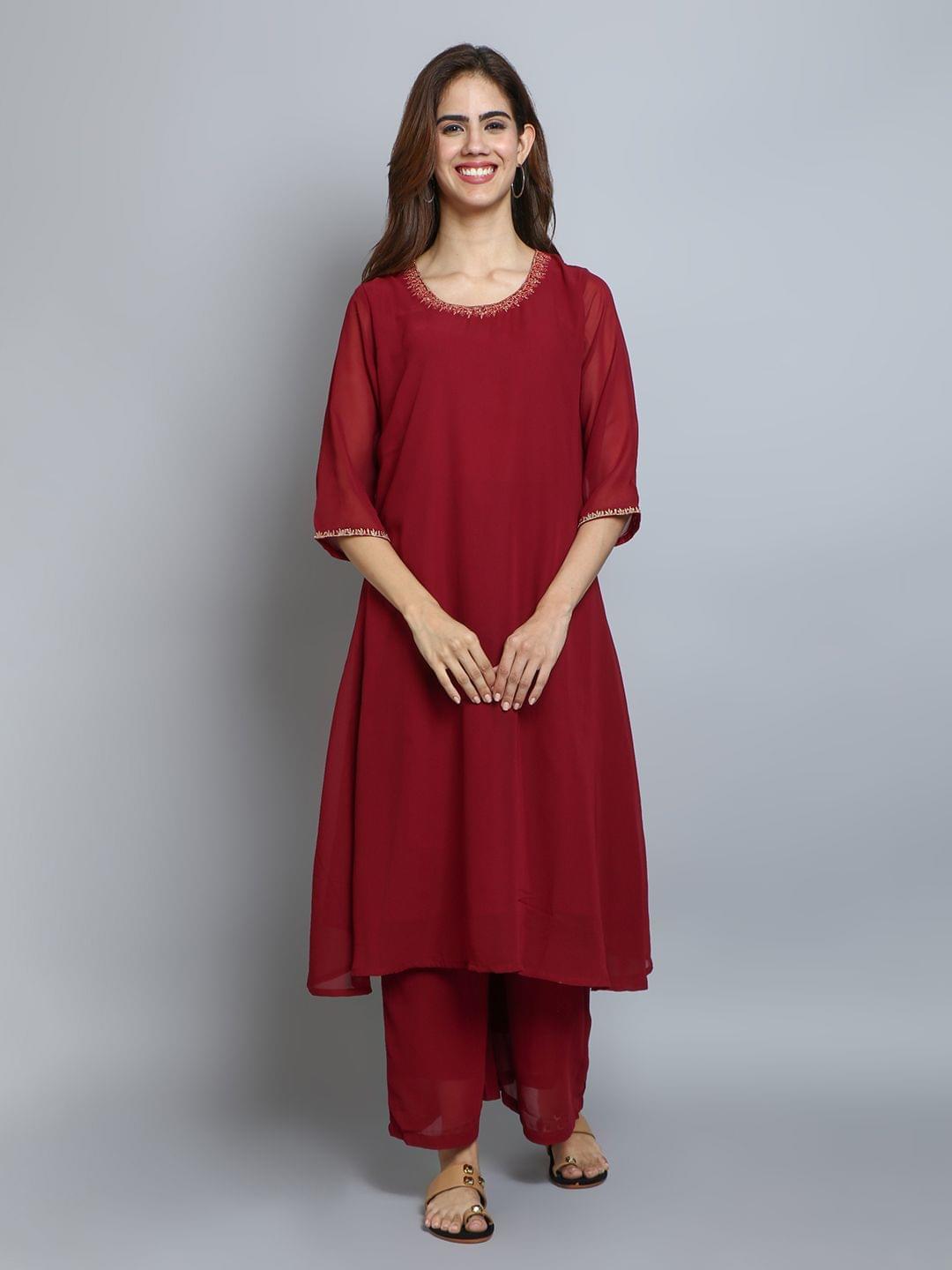 Solid Kurta With Palazzo Front