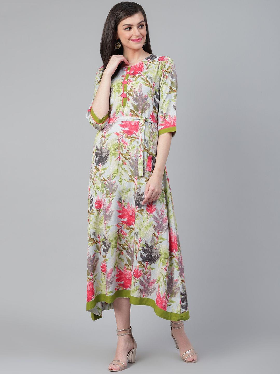Rayon Floral Dress Front