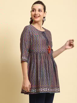Navy Blue Stripe Printed Tunic