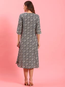 Blue Floral Printed Dress