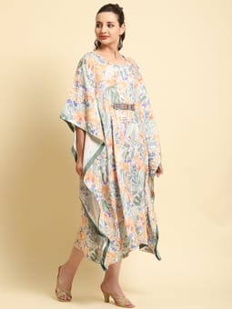 Multicolor Abstract Printed Kaftan Dress