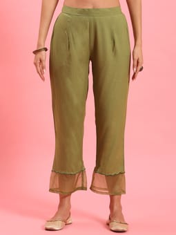Green Embroidered Kurta With Comfort Pant