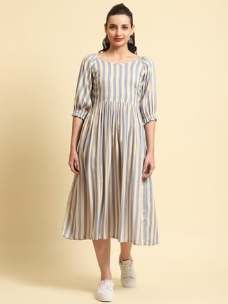 Blue Stripe Printed Dress