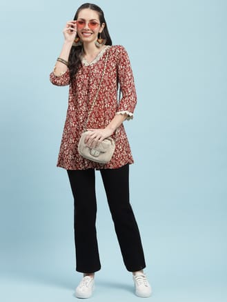 Maroon Floral Printed Tunic