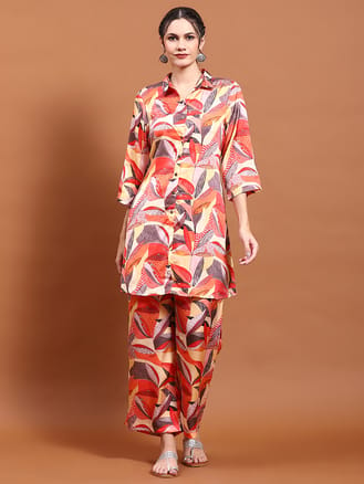 Women Multicolor Tropical Print Co-Ord Set