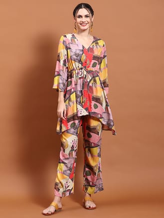 Women Multicolor Abstract Print Co-Ord Set