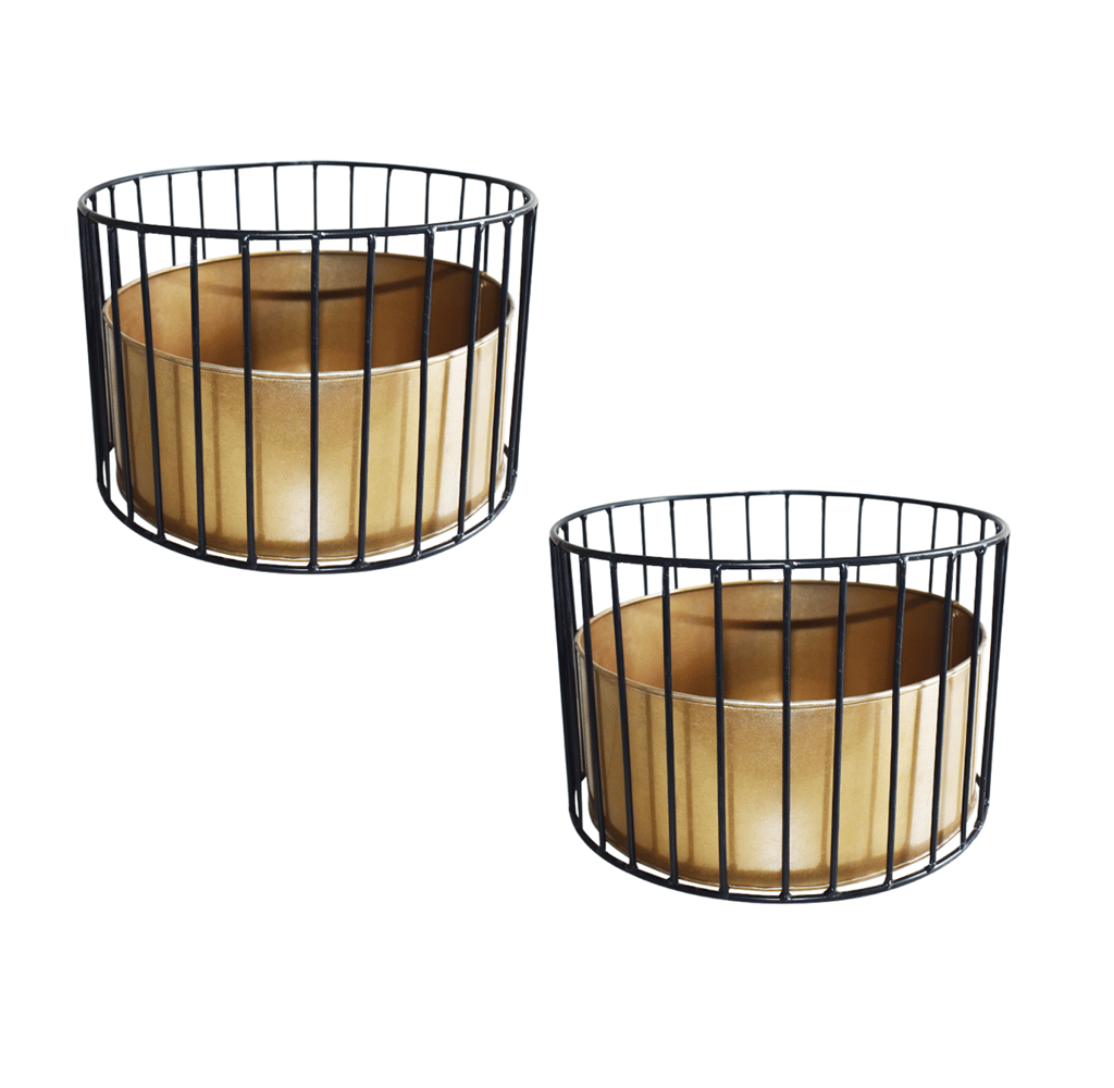 11 x 11.2 x 4.8 Inch Metal wire based Planter stand with pot - Set of 2