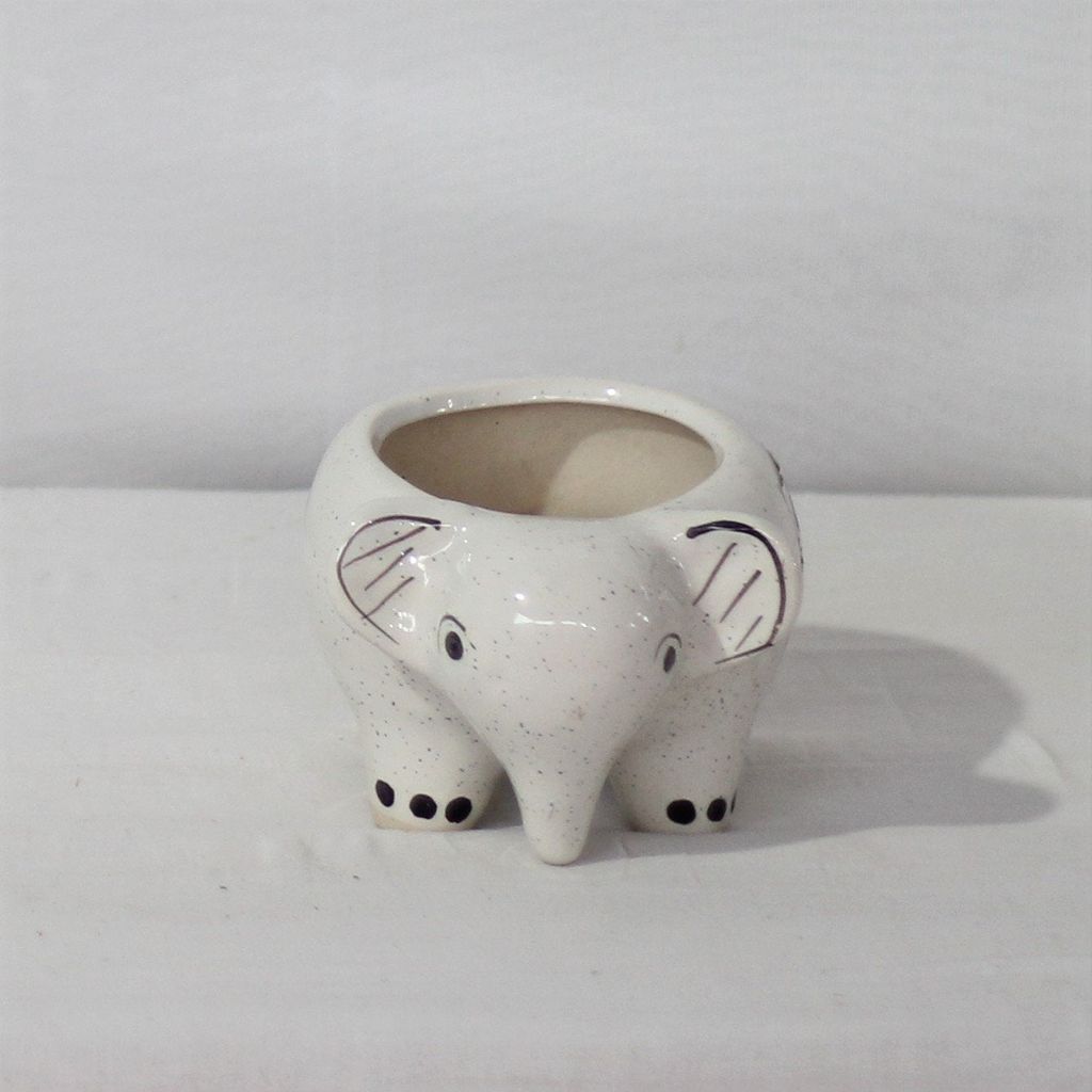 3X3 Inch White Elephant Ceramic Planter