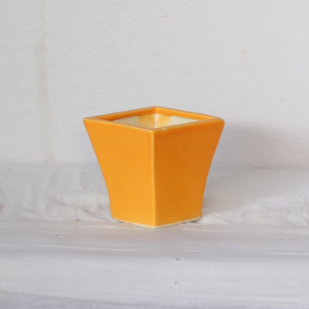 4X6 Inch Mustard Yellow Cute Casket Ceramic Planter