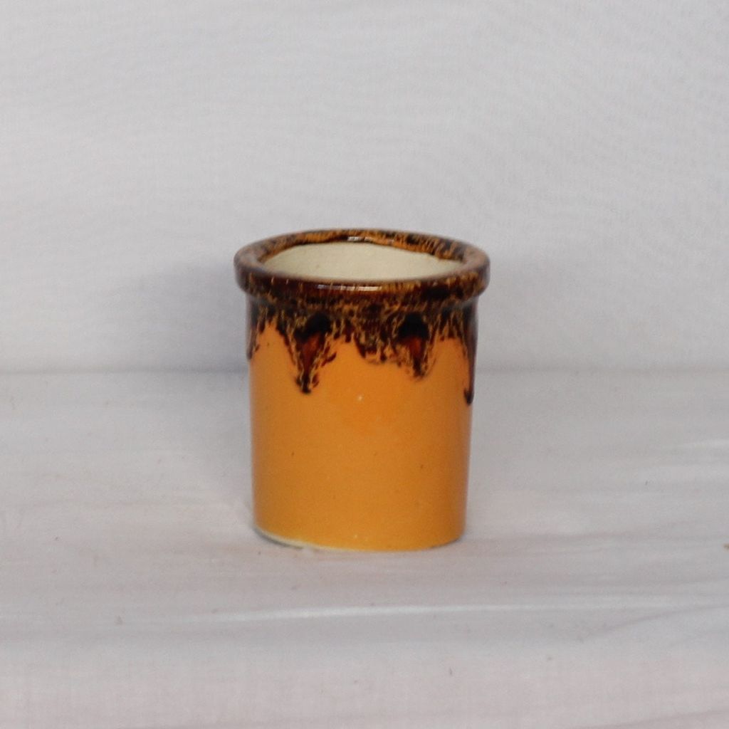 4X6 Inch Orange Ringed Edge Cylindrical Ceramic Planter