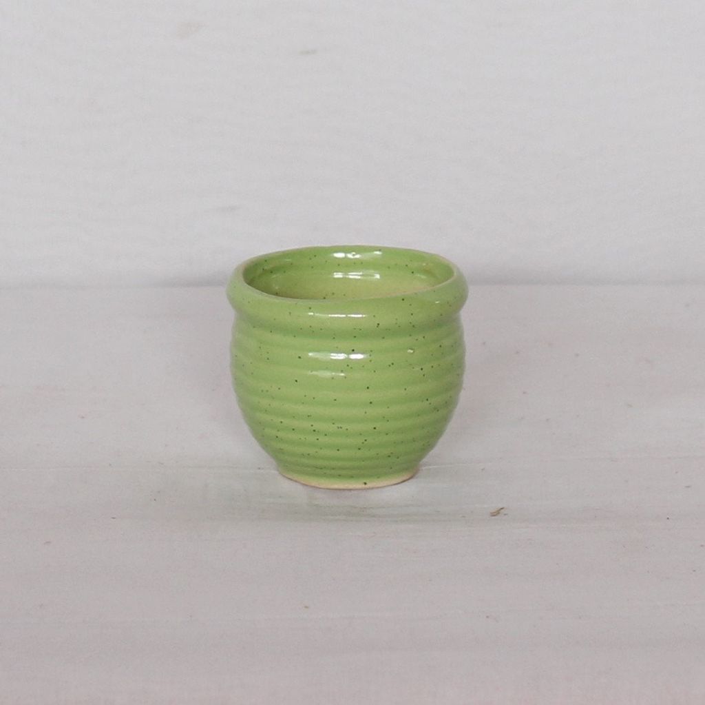 3X3 Inch Green Cute Matka Ceramic Planter