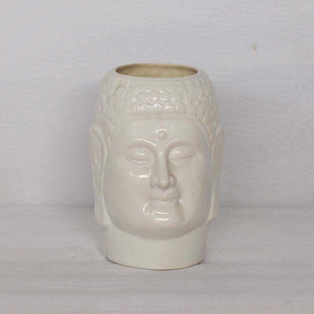 4X10 Inch White Large Buddha Ceramic Planter
