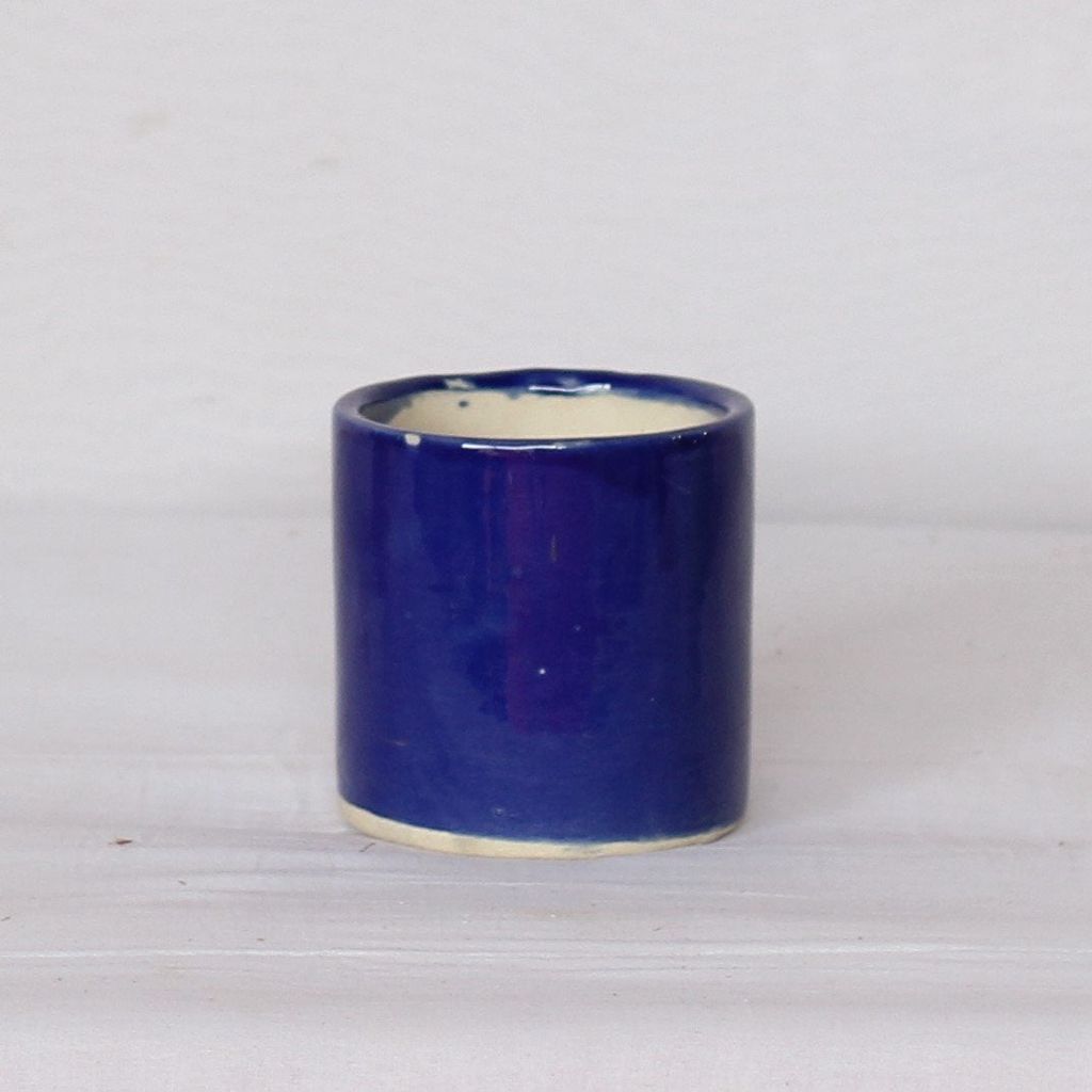 3X4 Inch Blue Cylindrical Shaped Ceramic Planter
