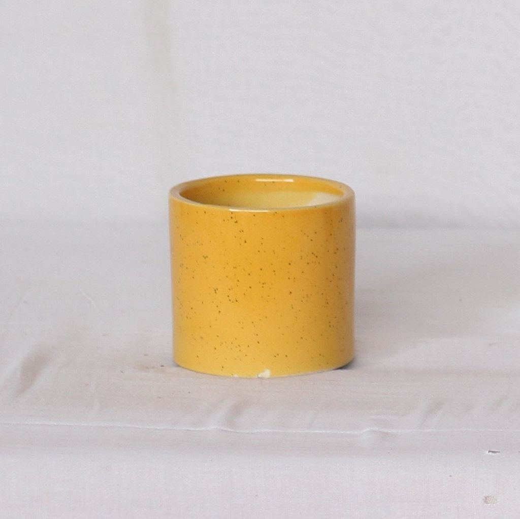 3X4 Inch Yellow Cylindrical Shaped Ceramic Planter
