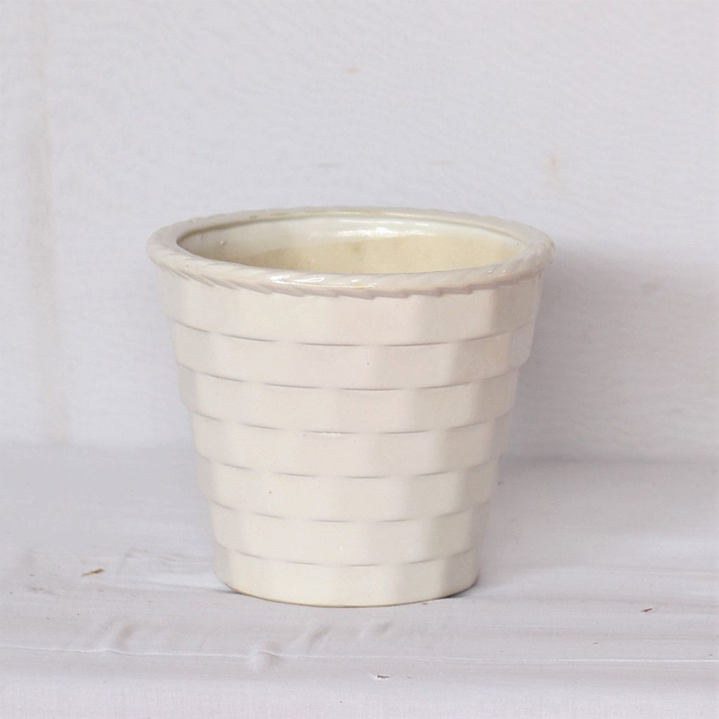 7X8 Inch White Balti Ceramic Planter