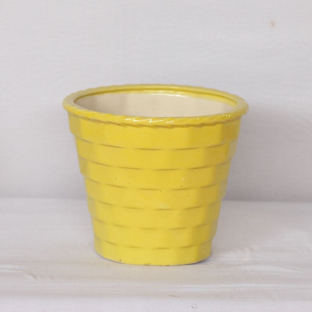 7X8 Inch Yellow Balti Ceramic Planter
