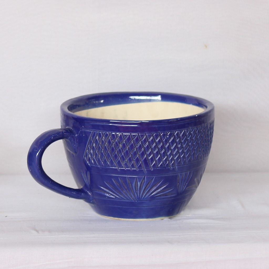 8X10 Inch Blue White Textured cup Ceramic Planter