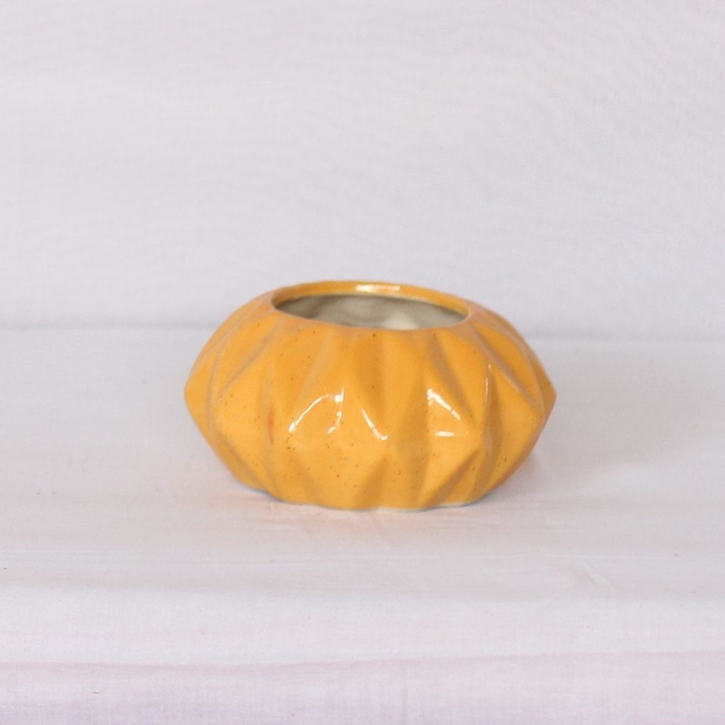 3X3X6 Inch Yellow Round elegant Ceramic Planter