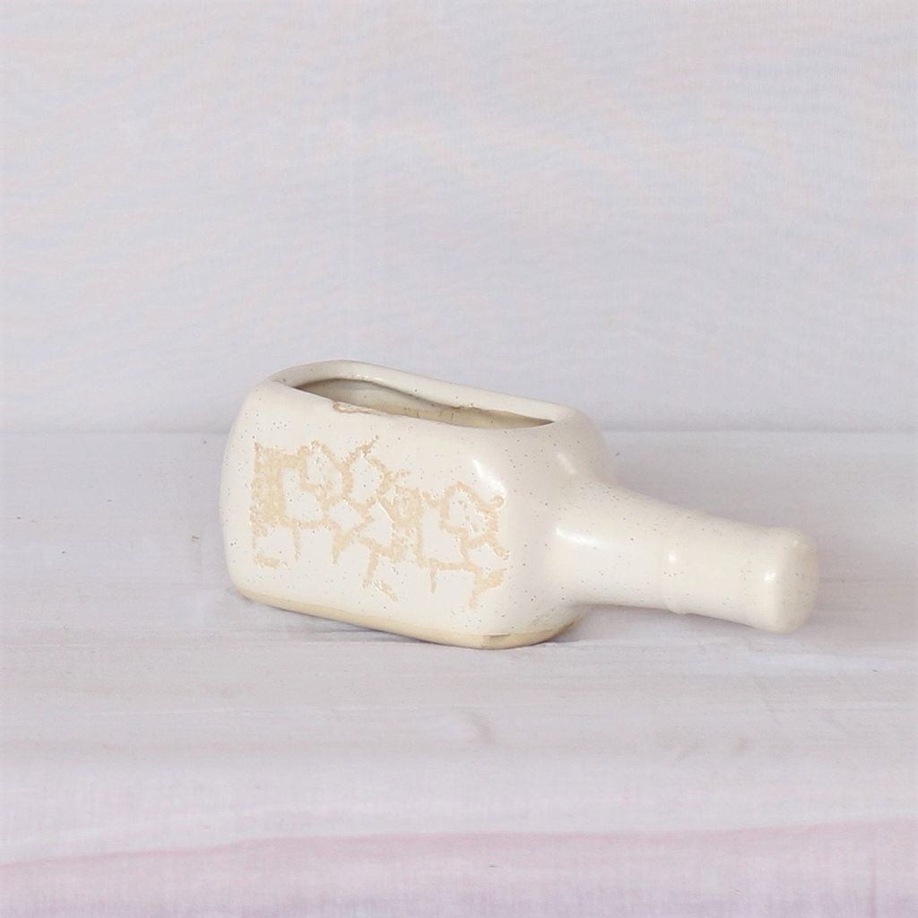 7X3X4 Inch White- Beige Cute Bottle Ceramic Planter