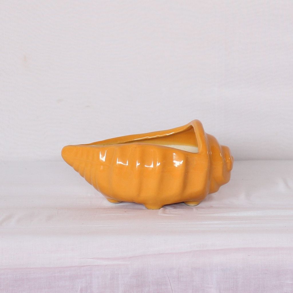 7X4X4 Inch Orange Shell shape Ceramic Planter