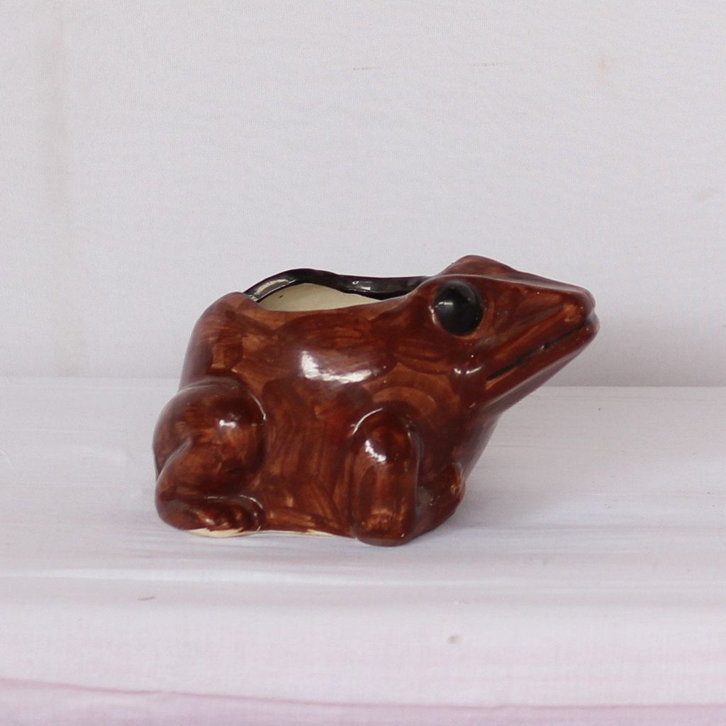 5X5 Inch Brown Frog Ceramic Planter