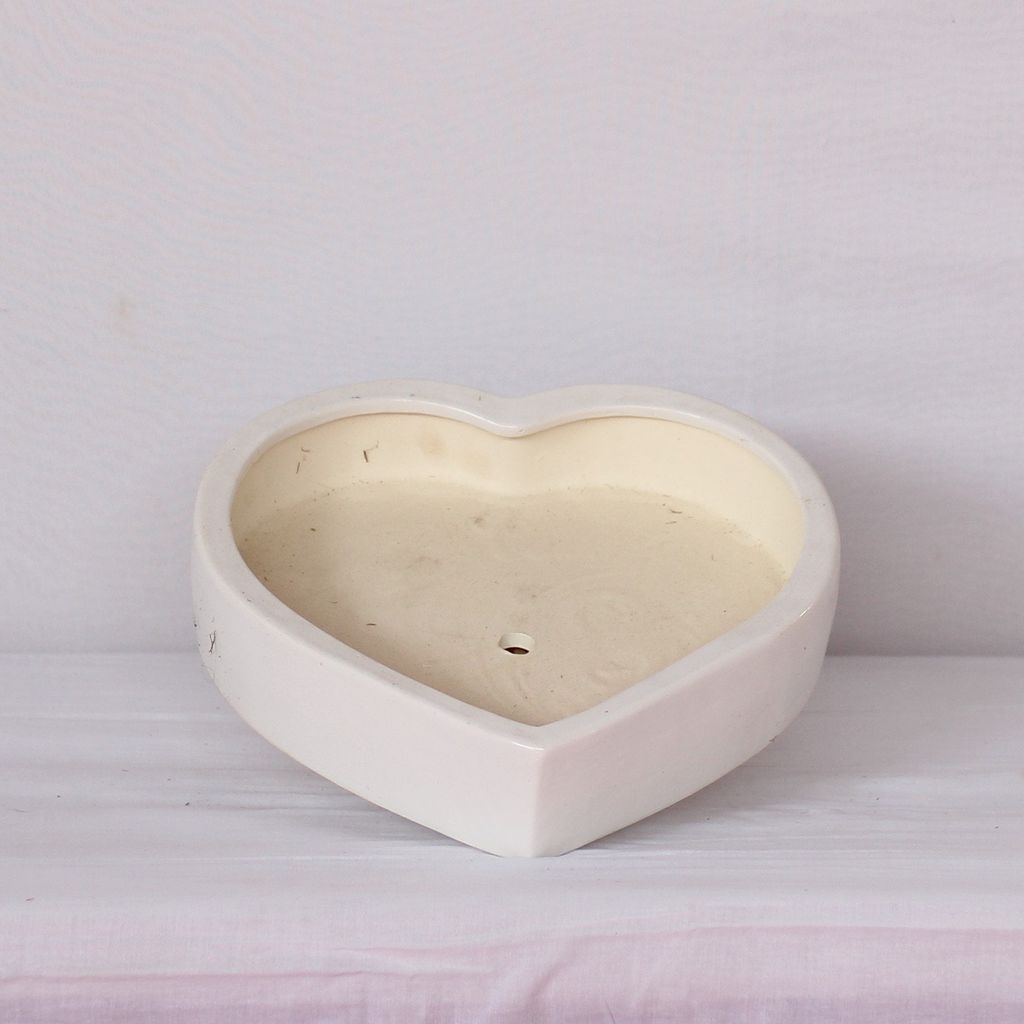 11X10 Inch White Heart Shaped Ceramic Planter