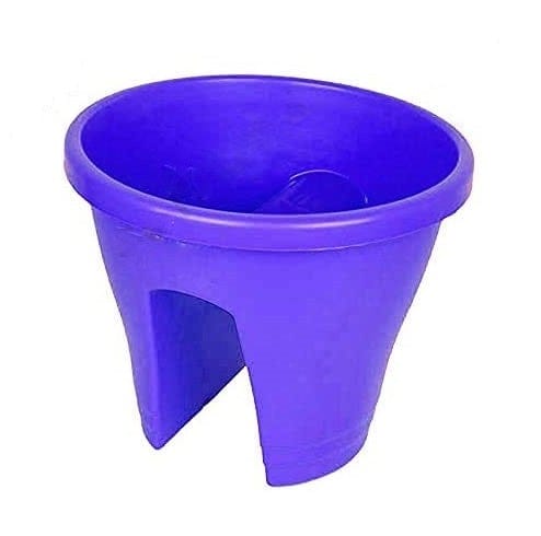 12 Inch Plastic Railing Pot - Blue