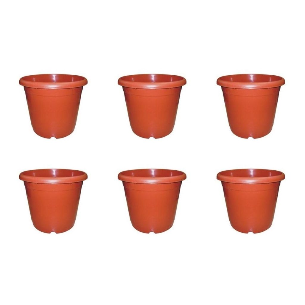 Set of 6- 10 Inch Light Plastic Pot - Red