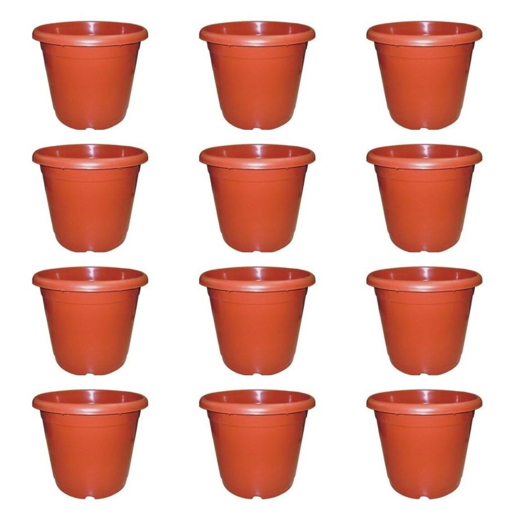 Set of 12- 12 Inch Light Plastic Pot - Red
