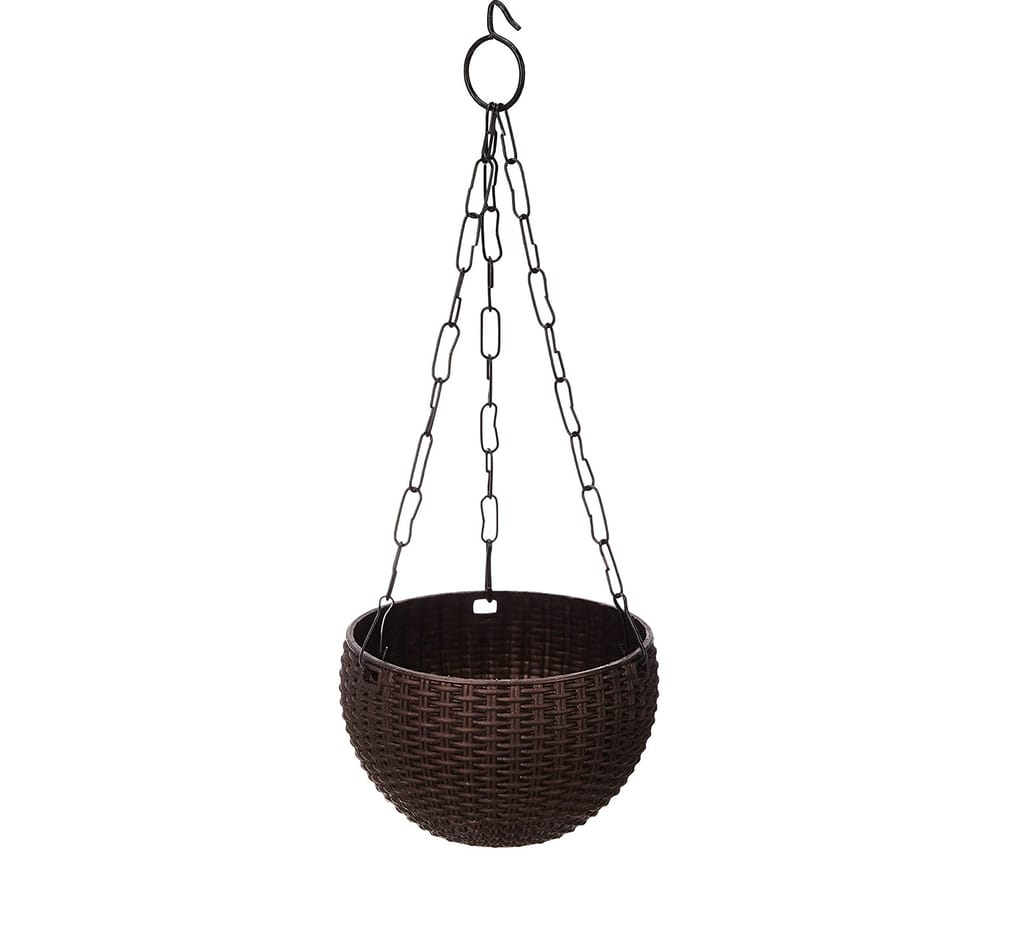 7 Inch Hanging Plastic Euro Basket - Brown
