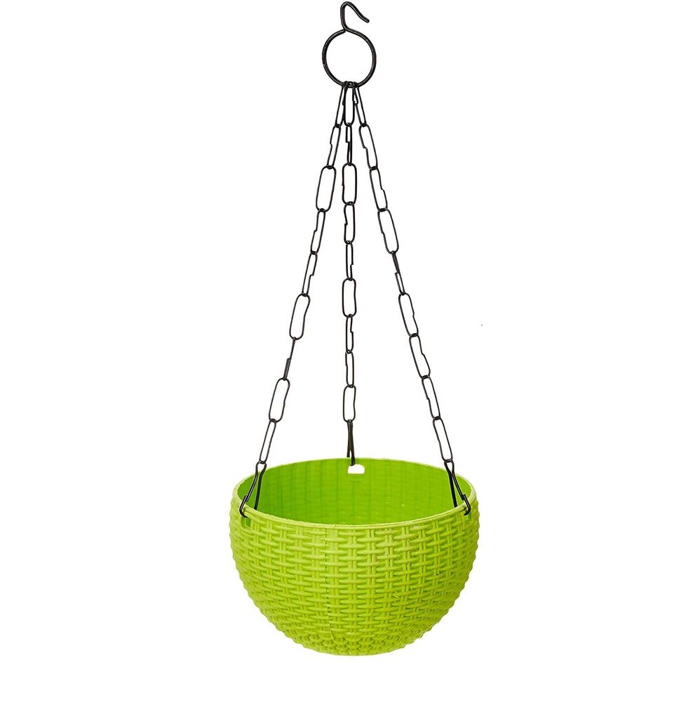 7 Inch Hanging Plastic Euro Basket - Green