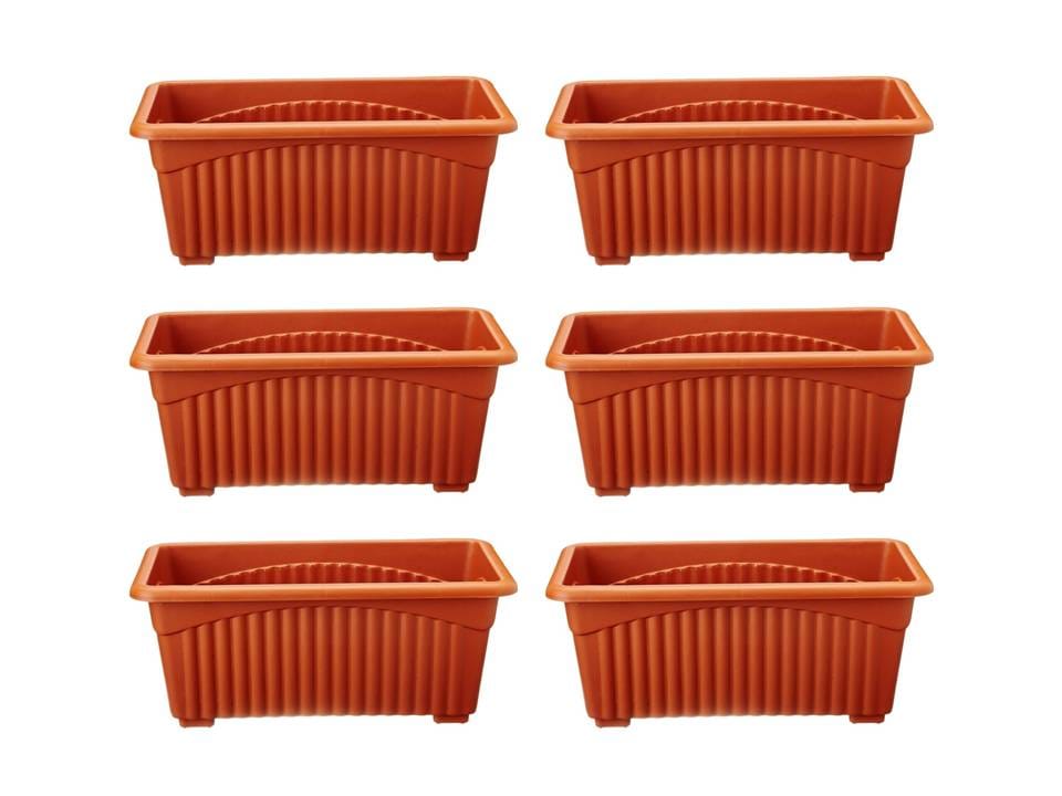 Set of 6 - 17 Inch Terracotta Rectangle Plastic Pot