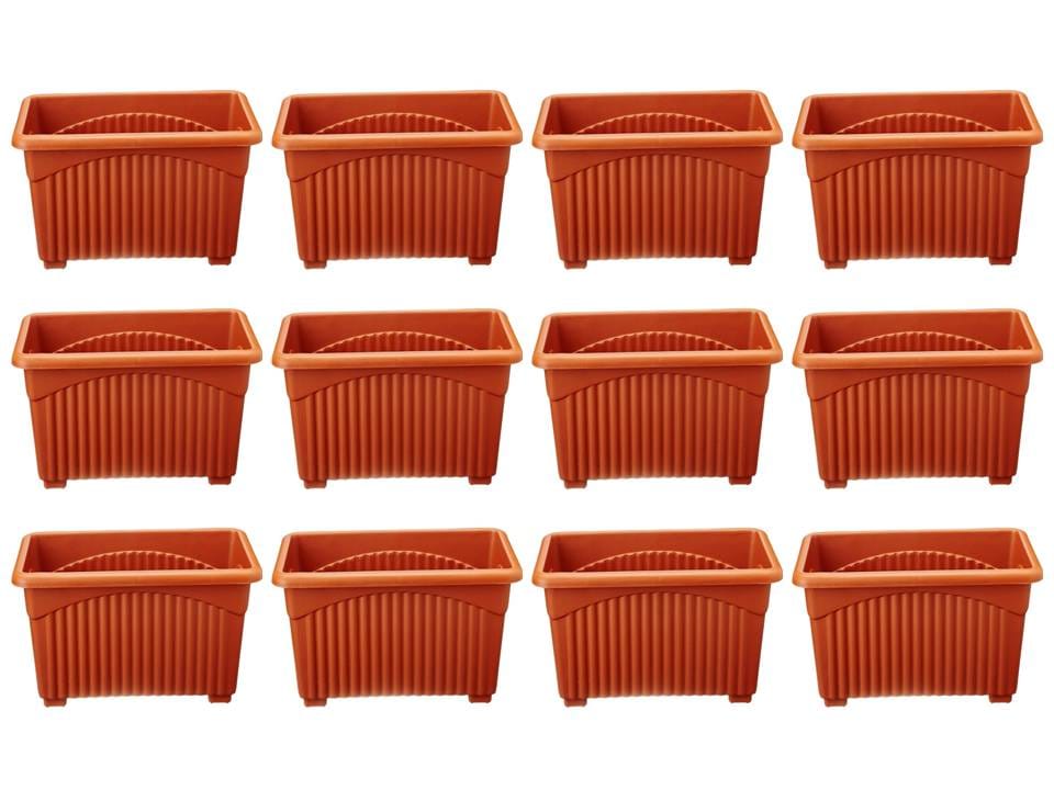 Set of 12 - 31 Inch Terracotta Rectangle Plastic Pot