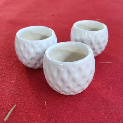 Buy Set of 3 - 2 Inch Round Ceramic Diamond Pots Online | Urvann.com