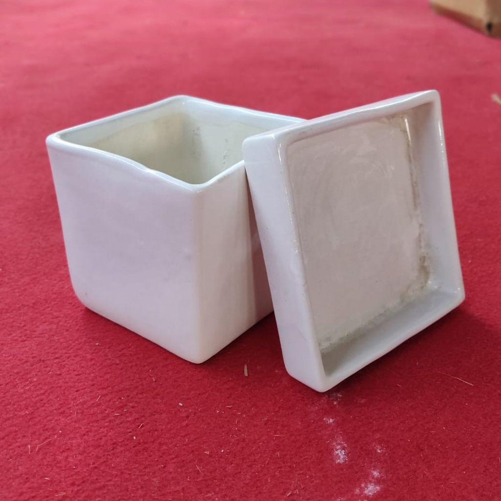 4 Inch Square Ceramic Planter with Tray