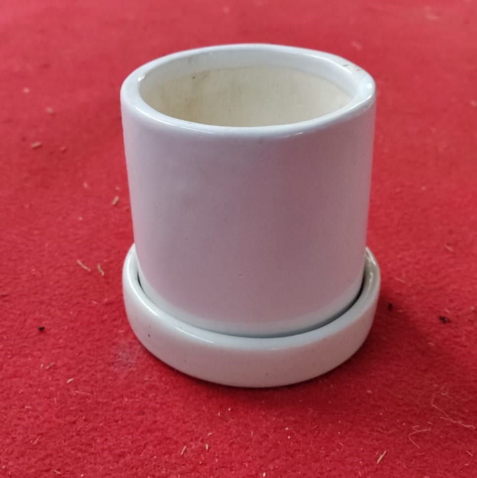 4 Inch White Ceramic Cylinder with Tray