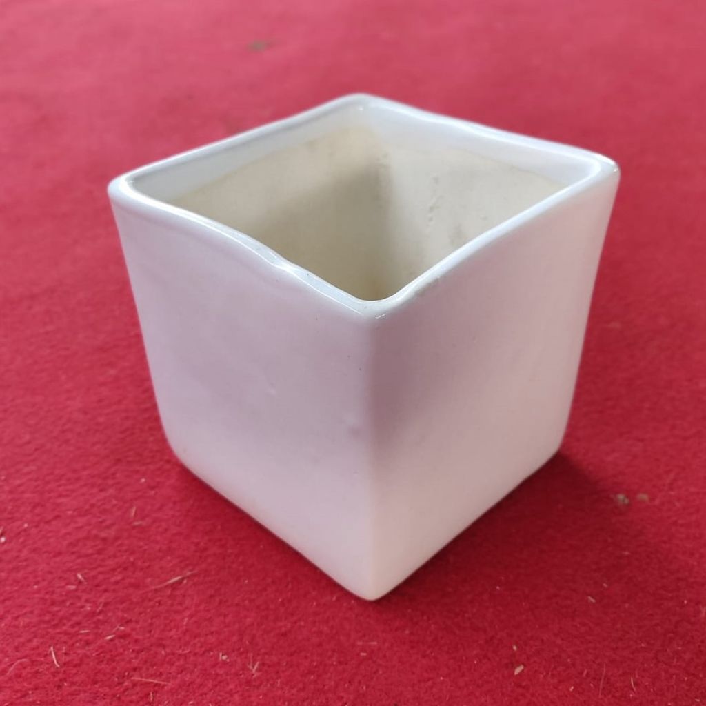 4 Inch Square White Ceramic Box
