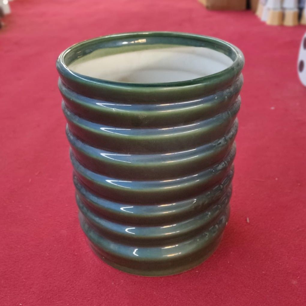 12X8 Inch Metal Green Ring Pipe Ceramic Planter