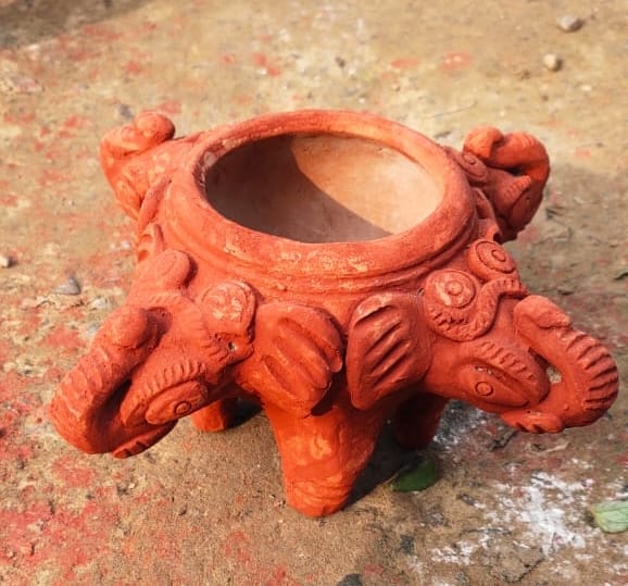 Elephant 4 Faced Mitti Clay Pot