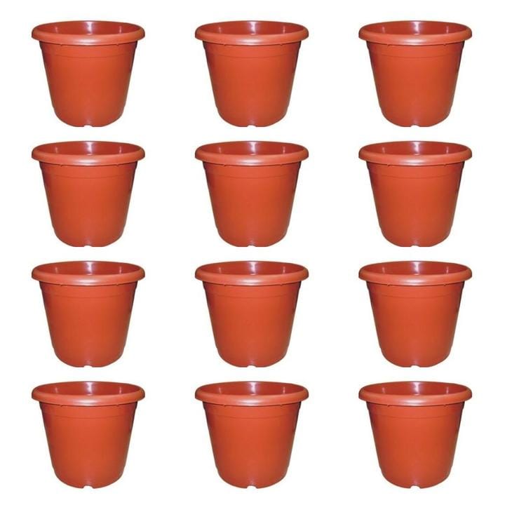 Set of 12 - 12 Inch Terracotta Plastic Pots